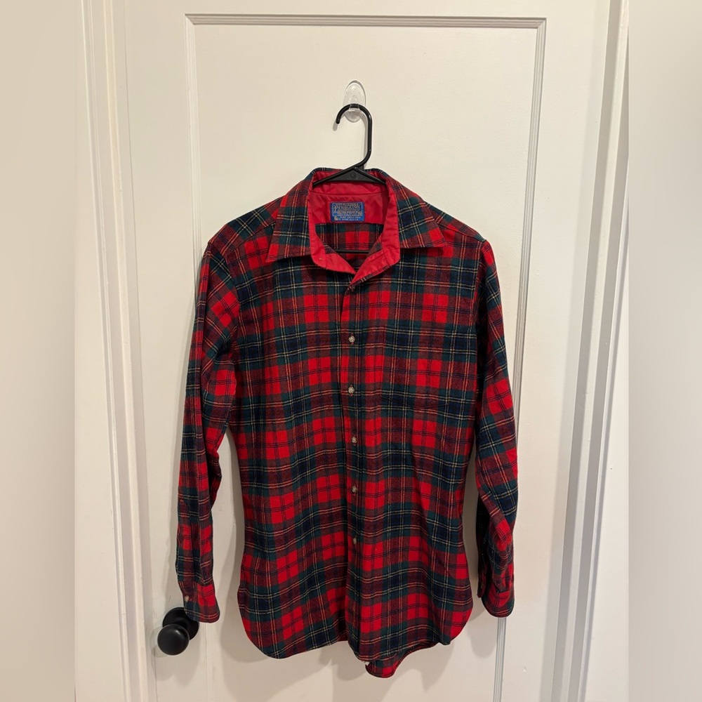 Pendleton Virgin Wool Red and Green Button Up Shirt